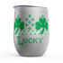 Shamrock Stemless Wine Tumblers, Irish Knitter Wine Tumbler, Knitter Gift, Red Headed Knitter Gift, Knitting Tumbler